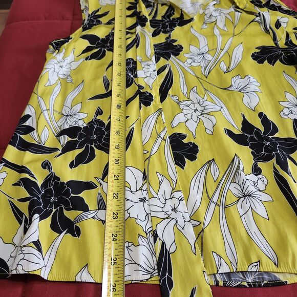 Worthington Paulina Floral Tie Front Sleeveless Blouse V Neck XL Yellow Top Chic - Picture 6 of 9